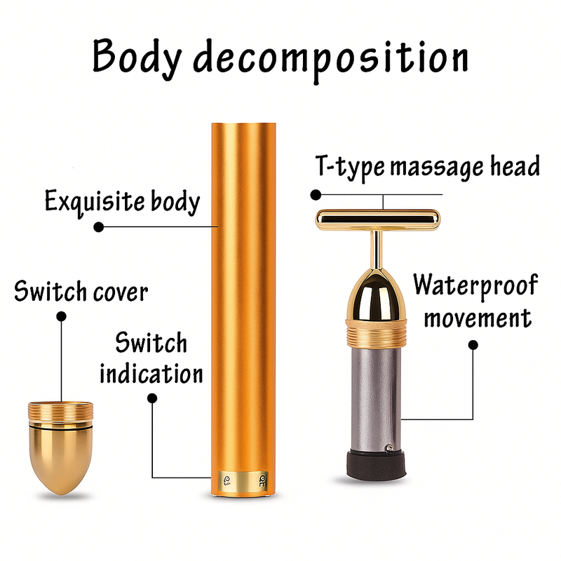 24K Gold Energy Beauty Bar Electric Facial Massage Roller