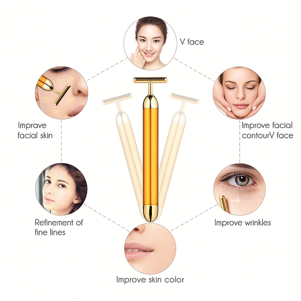 24K Gold Energy Beauty Bar Electric Facial Massage Roller